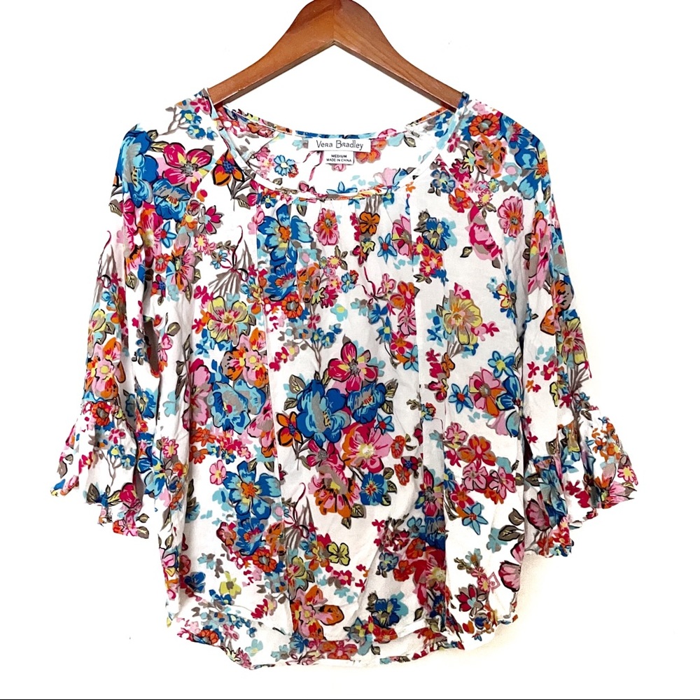 Vera Bradley Floral Blouse Top Size Medium